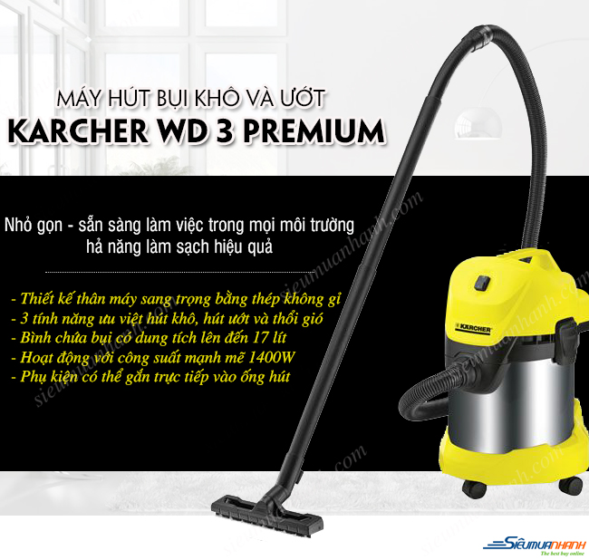 Máy hút bụi khô và ướt Karcher WD 3 Premium